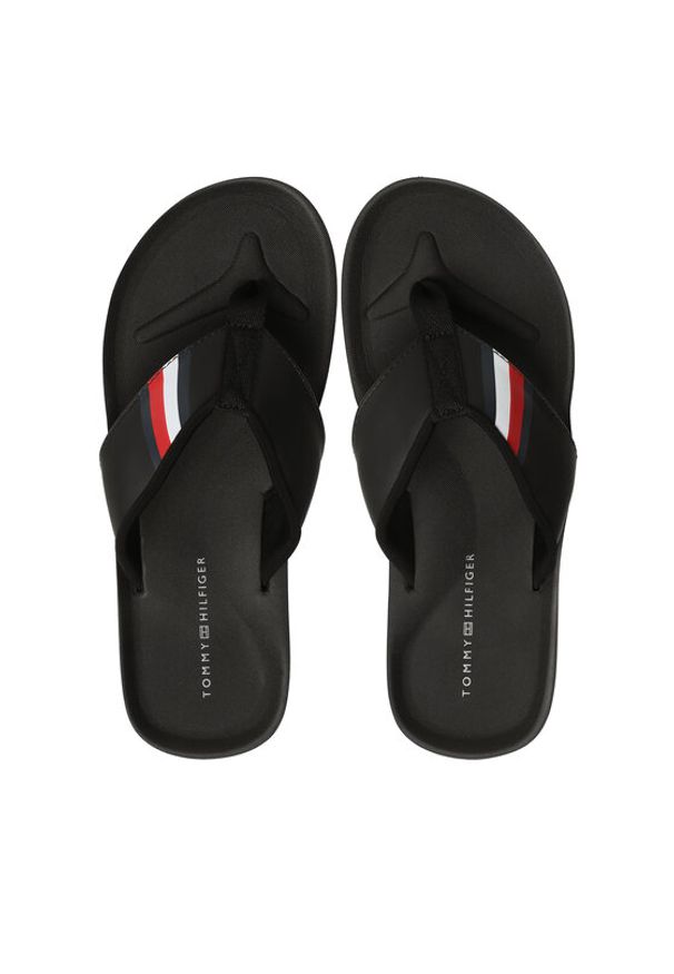 TOMMY HILFIGER - Tommy Hilfiger Japonki Comfortable Padded Beach Sandal FM0FM04473 Czarny. Kolor: czarny. Materiał: skóra