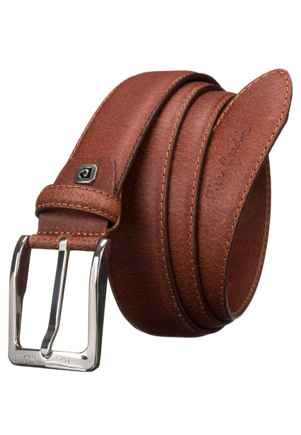 Pasek skórzany Pierre Cardin 9025 koniakowy. Materiał: skóra. Wzór: gładki. Styl: klasyczny