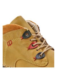 Żółte Botki Rieker Wygodne Obuwie Damskie. Okazja: na spacer, na co dzień. Kolor: żółty. Materiał: tworzywo sztuczne, skóra ekologiczna, materiał. Szerokość cholewki: normalna. Wzór: kolorowy. Styl: casual #6