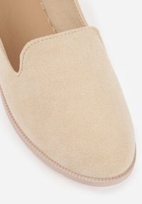 Renee - Beżowe Balerinki Typu Loafersy Daphikaia. Okazja: na co dzień. Kolor: beżowy. Materiał: jeans. Szerokość cholewki: normalna. Wzór: gładki. Obcas: na płaskiej podeszwie. Styl: casual #9