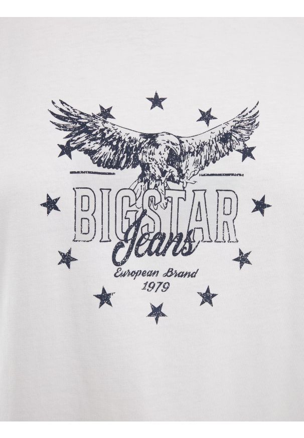 Big-Star - Koszulka damska oversize z nadrukiem biała Serta 100. Okazja: na co dzień. Kolor: biały. Materiał: dzianina, jeans, bawełna. Wzór: nadruk. Styl: retro, casual