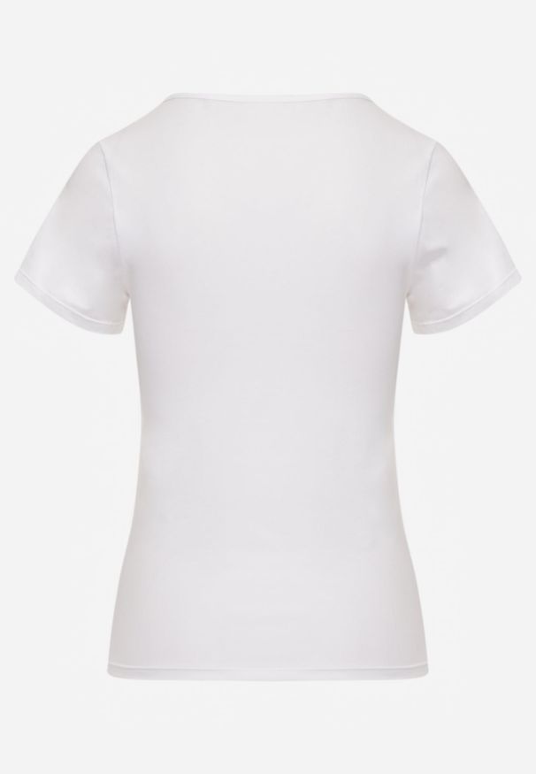 Renee - Biały T-shirt Basic z Bawełny o Klasycznym Prostym Kroju z Zaokrąglonym Dekoltem Setho. Kolor: biały. Materiał: bawełna. Wzór: gładki. Styl: klasyczny