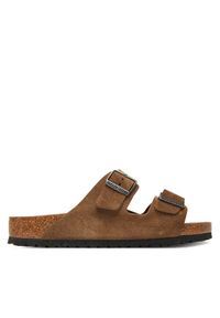 Birkenstock Klapki Arizona Sfb 1030863 Brązowy. Kolor: brązowy. Materiał: skóra, zamsz