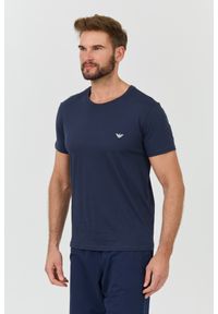 Emporio Armani - EMPORIO ARMANI Granatowy t-shirt basique. Kolor: niebieski