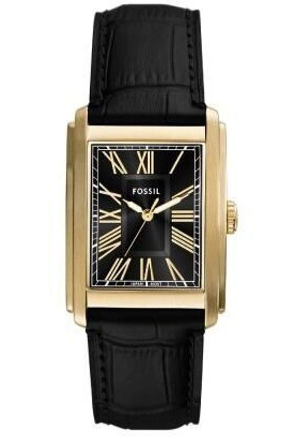 Zegarek Fossil Męski Carraway Gold Black Leather Tank (FS6091)