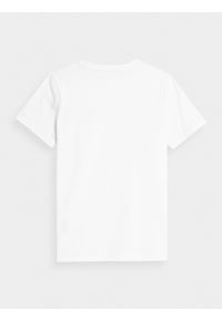4f - T-shirt gładki chłopięcy. Kolor: biały. Materiał: bawełna. Wzór: gładki