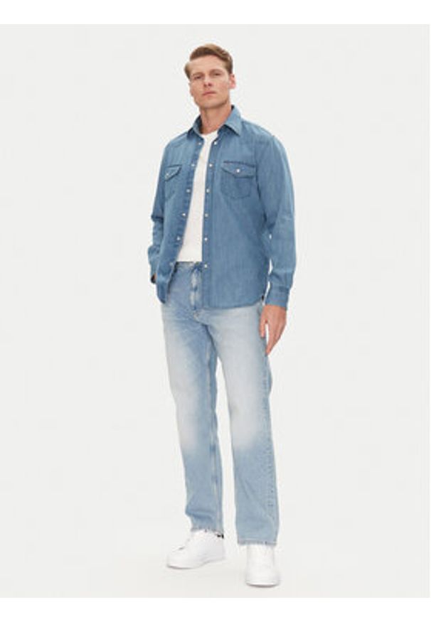 TOMMY HILFIGER - Tommy Hilfiger Koszula jeansowa MW0MW39903 Niebieski Regular Fit. Kolor: niebieski. Materiał: bawełna