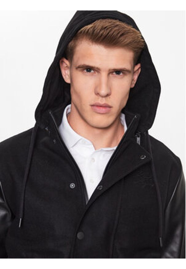 Karl Lagerfeld - KARL LAGERFELD Kurtka przejściowa 505083 533799 Czarny Regular Fit. Typ kołnierza: dekolt w karo. Kolor: czarny. Materiał: wełna