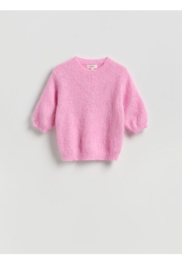 Reserved - Sweter z moherem - różowy. Kolor: różowy. Materiał: moher