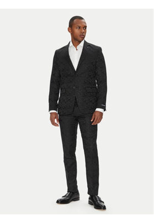 Karl Lagerfeld - KARL LAGERFELD Spodnie garniturowe 255002 553038 Czarny Slim Fit. Kolor: czarny. Materiał: wiskoza, syntetyk