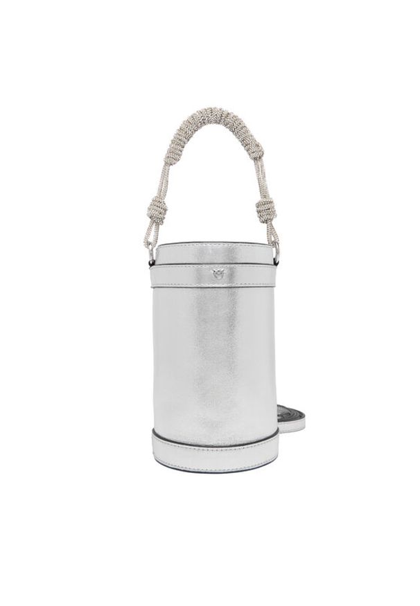 Pinko - PINKO Torebka Mini Bucket Manico 25-26 PLTT 105910 Srebrny. Kolor: srebrny. Materiał: skórzane