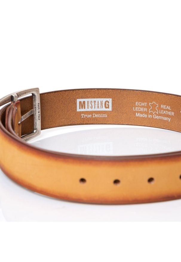 Mustang - MUSTANG PASEK SKÓRZANY 40 mm SOPO-MUS057. Materiał: skóra. Wzór: paski. Styl: klasyczny