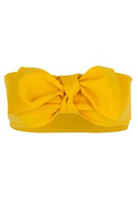 SUSAN SWIMWEAR - Góra od bikini Bow Sand. Kolor: żółty. Materiał: tkanina, satyna. Wzór: aplikacja #4