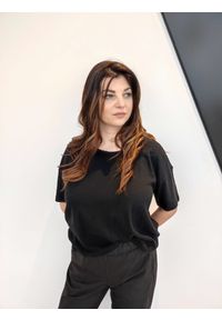 Czarny t-shirt oversize Alessia Santi. Kolor: czarny. Materiał: bawełna