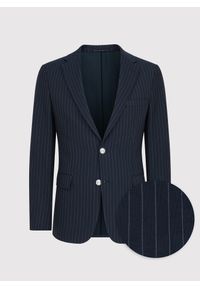 Pako Lorente - PAKO LORENTE – Granatowa casualowa marynarka męska w prążek. Okazja: na co dzień. Kolor: niebieski. Wzór: prążki. Styl: casual