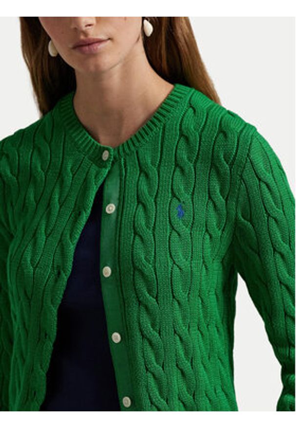 Polo Ralph Lauren Kardigan 211891643020 Zielony Regular Fit. Typ kołnierza: polo. Kolor: zielony. Materiał: bawełna