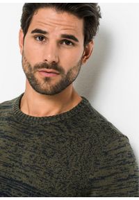 bonprix - Sweter z cienkiej dzianiny w wygodnym fasonie, z bawełną. Kolor: zielony. Materiał: dzianina, bawełna. Długość: długie. Wzór: paski #3