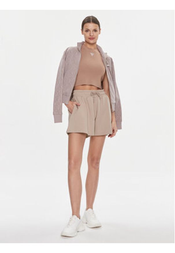 Guess Szorty sportowe Eleanora V4RD04 KC5O0 Beżowy Relaxed Fit. Kolor: beżowy. Materiał: bawełna