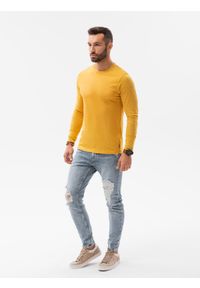 Ombre Clothing - Longsleeve męski bez nadruku L131 - musztardowy - XXL. Kolor: żółty. Materiał: bawełna. Długość rękawa: długi rękaw #2