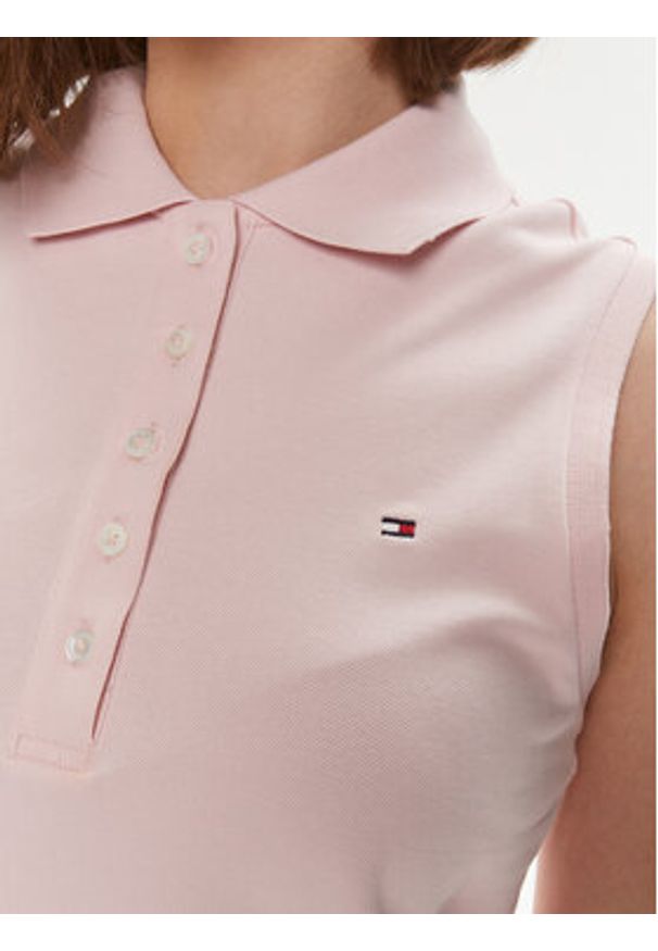 TOMMY HILFIGER - Tommy Hilfiger Polo 1985 WW0WW41794 Różowy Slim Fit. Typ kołnierza: polo. Kolor: różowy. Materiał: bawełna