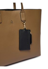 TOMMY HILFIGER - Tommy Hilfiger Torebka Th Icon Tote AW0AW18173 Brązowy. Kolor: brązowy. Materiał: skórzane #5