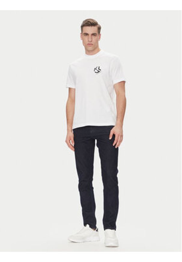 Karl Lagerfeld Jeans T-Shirt A2M17072 Biały Regular Fit. Kolor: biały. Materiał: syntetyk