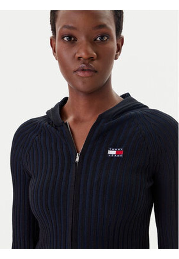 Tommy Jeans Kardigan DW0DW20974 Czarny Slim Fit. Kolor: czarny. Materiał: wiskoza