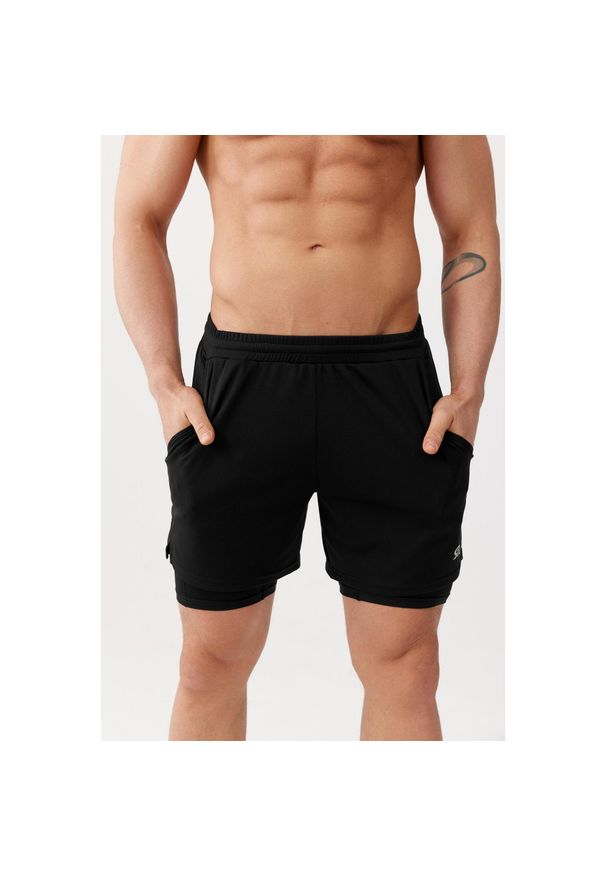 ROUGH RADICAL - Męskie spodenki sportowe z podspodenkami Rough Radical Fast Duo Shorts. Kolor: czarny. Sport: bieganie