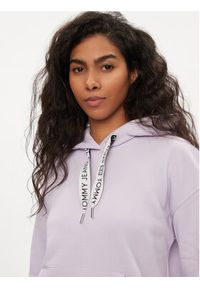 Tommy Jeans Bluza Logo Drawcord DW0DW17794 Fioletowy Boxy Fit. Kolor: fioletowy. Materiał: bawełna #3