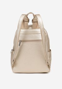 Born2be - Złoty Plecak z Ozdobnym Napisem Niluvisa. Kolor: złoty. Materiał: jeans. Wzór: napisy. Styl: casual, elegancki #2