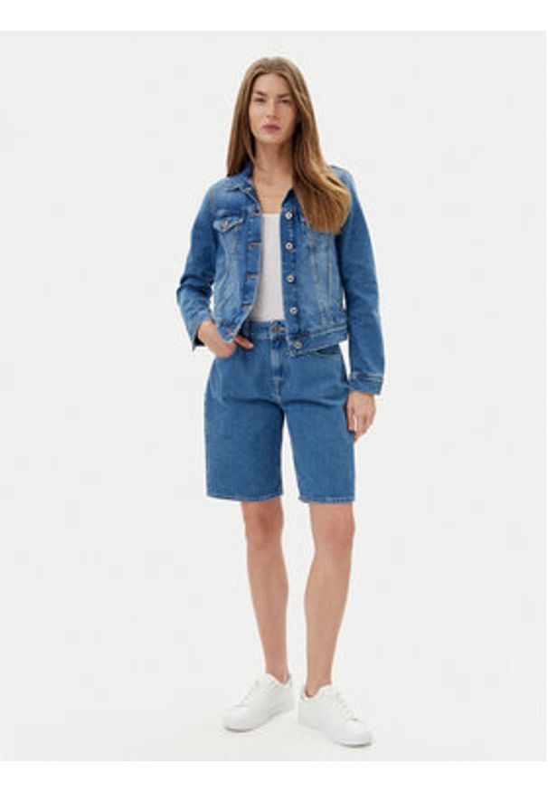 Pepe Jeans Kurtka jeansowa PL402430 Niebieski Slim Fit. Kolor: niebieski. Materiał: bawełna