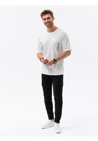 Ombre Clothing - T-shirt męski bawełniany OVERSIZE - biały V1 S1628 - XXL. Kolor: biały. Materiał: bawełna #2