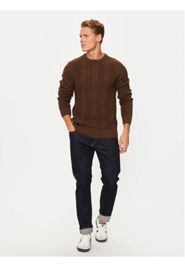 Jack & Jones - Jack&Jones Sweter 12261436 Brązowy Regular Fit. Kolor: brązowy. Materiał: bawełna