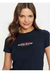 Guess Jeans T-Shirt W4YI03 J1314 Granatowy Regular Fit. Kolor: niebieski. Materiał: bawełna