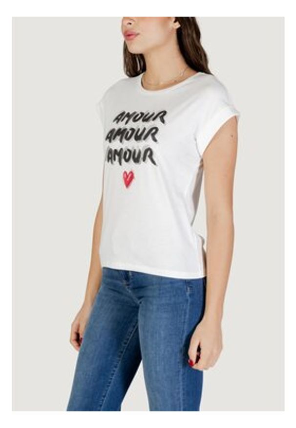 Morgan De Toi T-Shirt 261-DOUR Biały Casual Fit. Okazja: na co dzień. Kolor: biały. Styl: casual