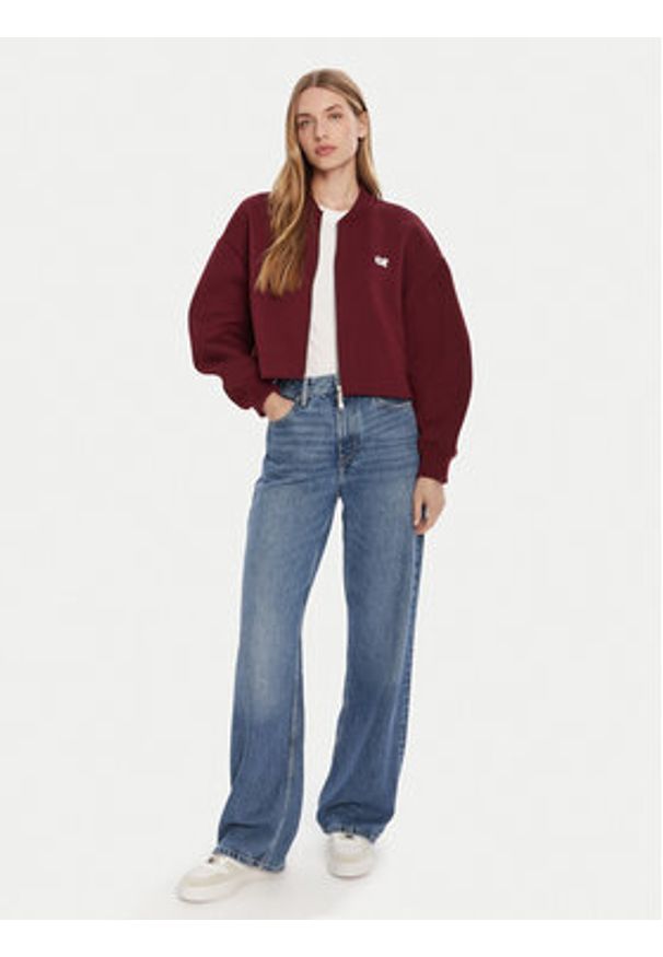 Calvin Klein Jeans Kurtka bomber LV047C524G Bordowy Oversize. Kolor: czerwony. Materiał: syntetyk