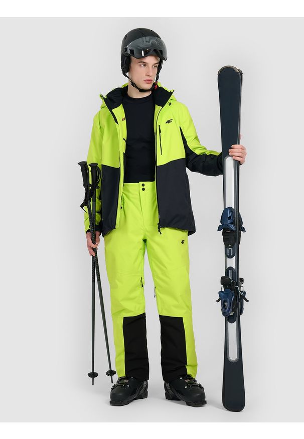 4f - 4F Spodnie narciarskie z szelkami membrana Dermizax 20000 męskie - zielone XXL. Kolor: żółty. Materiał: materiał. Technologia: Dermizax. Sezon: zima. Sport: narciarstwo