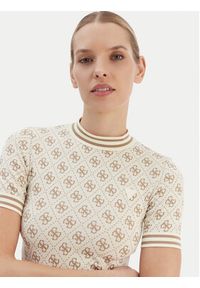 Guess T-Shirt V5BP07 K2000 Beżowy Slim Fit. Kolor: beżowy. Materiał: syntetyk #4