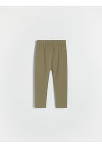 Reserved - Bawełniane legginsy - ciemnozielony. Kolor: zielony. Materiał: bawełna #1