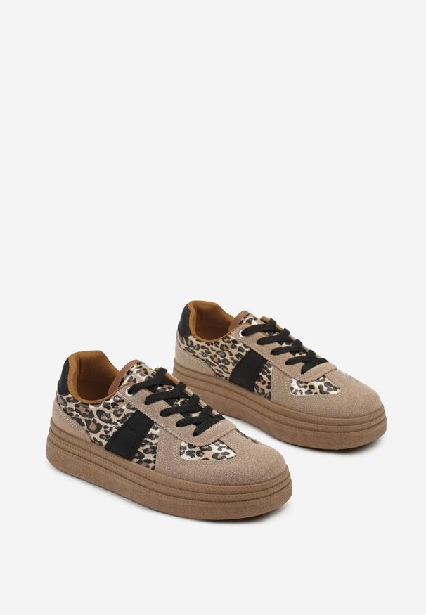 Born2be - Panterkowe Sneakersy na Grubej Kauczukowej Podeszwie Gicebbe. Okazja: na co dzień. Materiał: kauczuk