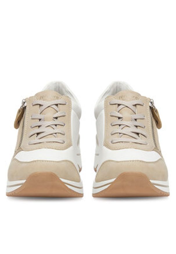 Remonte Sneakersy D0T01-80 Beżowy. Kolor: beżowy. Materiał: skóra
