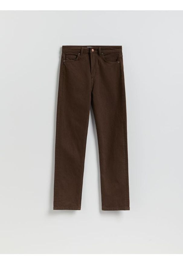 Reserved - Jeansy mom fit z dłuższą nogawką - dark grey jeans. Długość: długie