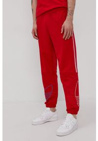 adidas Originals - Spodnie. Okazja: na plażę. Kolor: czerwony. Materiał: materiał, dzianina #1
