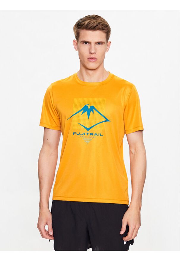 Asics T-Shirt ASICS Fujitrail Logo SS Top Tee Żółty Regular Fit. Kolor: żółty