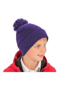 RESULT - Zimowa Damska Essentials Pom Pom Beanie. Kolor: fioletowy. Sezon: zima