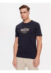 Guess T-Shirt M4RI33 J1314 Granatowy Slim Fit. Kolor: niebieski. Materiał: bawełna