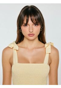 Big-Star - Sukienka damska midi na ramiączkach w drobne paseczki jasnożółta Gopisi 200. Kolor: żółty. Materiał: bawełna, tkanina. Długość rękawa: na ramiączkach. Długość: midi #5