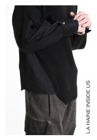 La Haine Inside Us Sweter | 3K M1111 | Mężczyzna | Czarny. Okazja: na co dzień. Kolor: czarny. Materiał: wełna, wiskoza, akryl. Sezon: lato. Styl: casual, elegancki #7