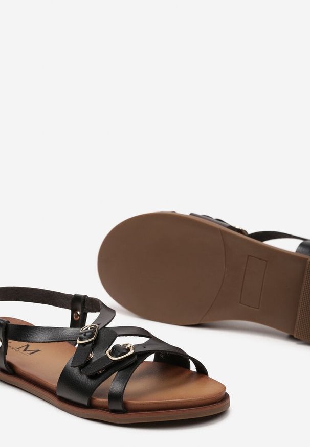 Born2be - Czarne Sandały Zapinane na Sprzączki Gelinda. Zapięcie: sprzączka. Kolor: czarny. Styl: elegancki