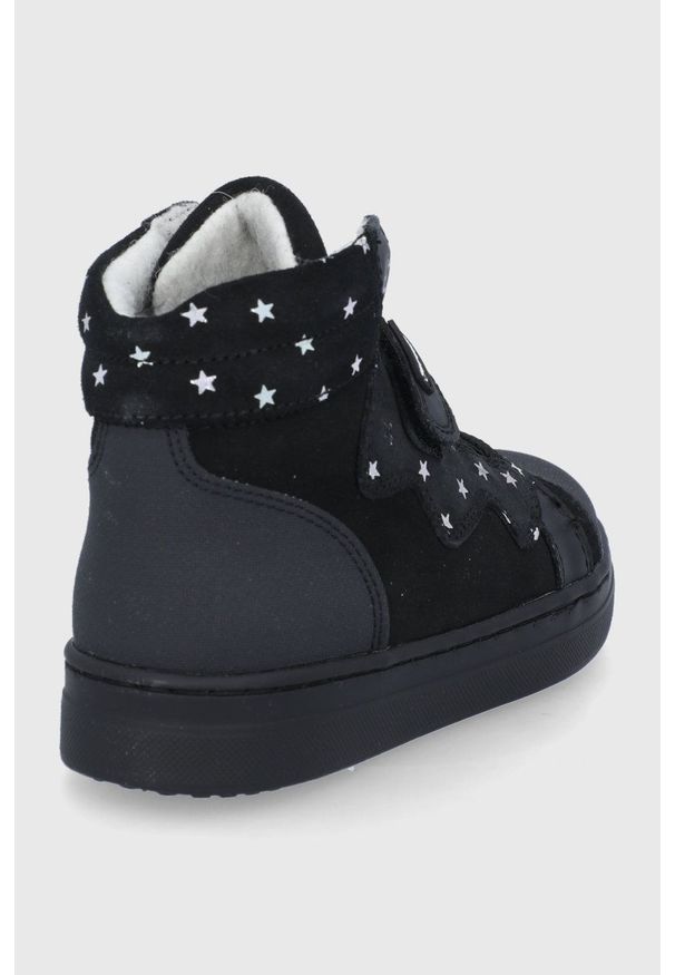 Garvalin Buty skórzane dziecięce kolor czarny. Nosek buta: okrągły. Zapięcie: rzepy. Kolor: czarny. Materiał: skóra